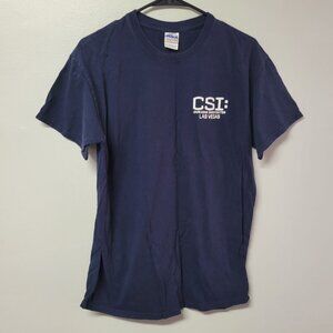 Gildan CSI Tee Shirt Halloween Costume Blue Crime Scene Womens Medium Uniform